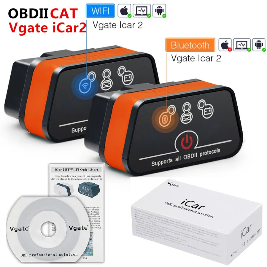 Vgate iCar2 ELM327 obd2 Bluetooth сканер elm 327 V2.1 wifi icar 2 диагностический автоматический для