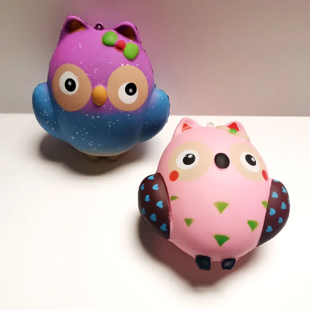 Мини-игрушка из искусственной кожи с имитацией мультяшной совы, медленно восстанавливающая декомпрессионная игрушка, мягкая игрушка для украшения торта, образец модели