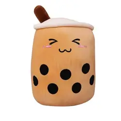 Boba de pelúcia com estampas de frutas, bebida de pelúcia macia, rosa, morango, leite, chá, brinquedo de almofada bolha