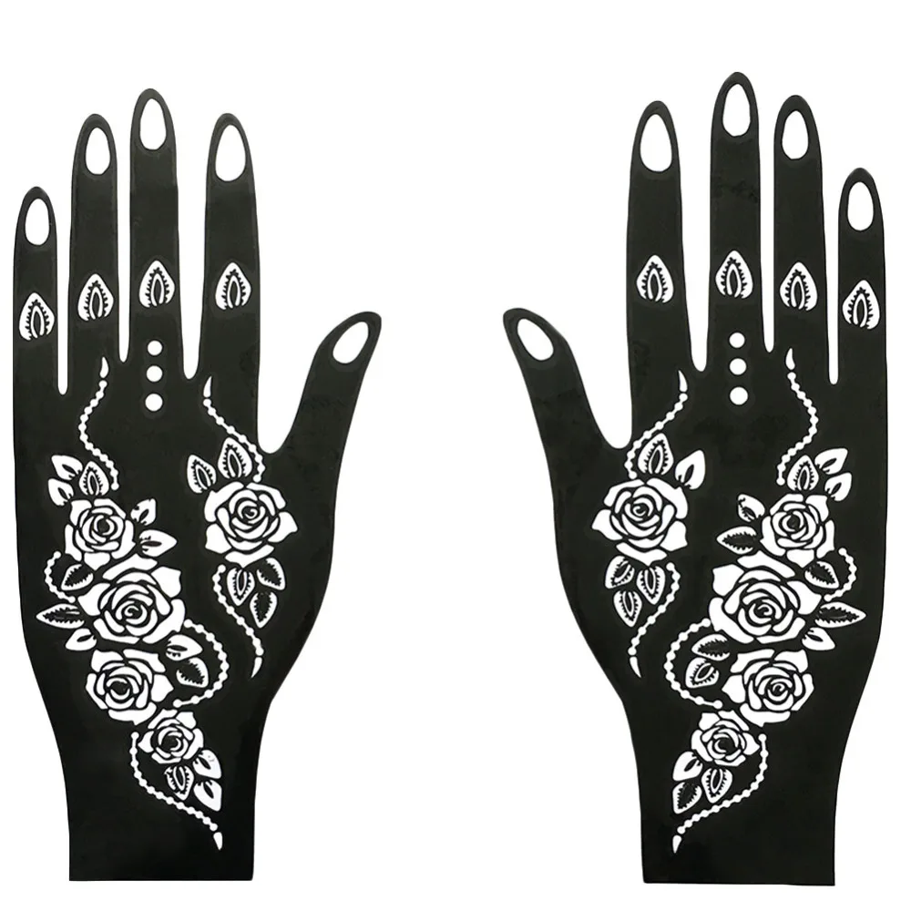 Черный цвет руки хны трафареты 8 шаблон для выбора боди-арт татуировки наклейки использовать тату наклейка на руку 21,5*10,5 см