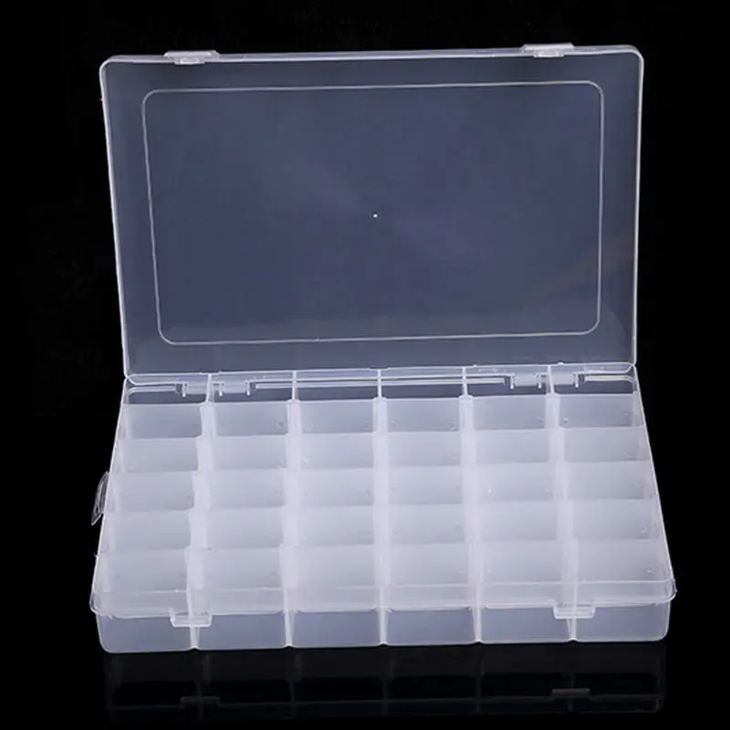 24/36 отсеков Пластик прозрачная коробка ювелирных изделий из бисера контейнер для хранения Ремесло Организатор для хранения электронных компонентов - Цвет: 36 grids