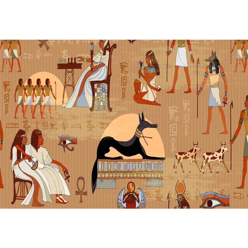 Vintage Egypt Civilization Religious Mural Pharaoh Black Dog Palace Photo Background Wall Decorative Backdrop Photocall Studio |