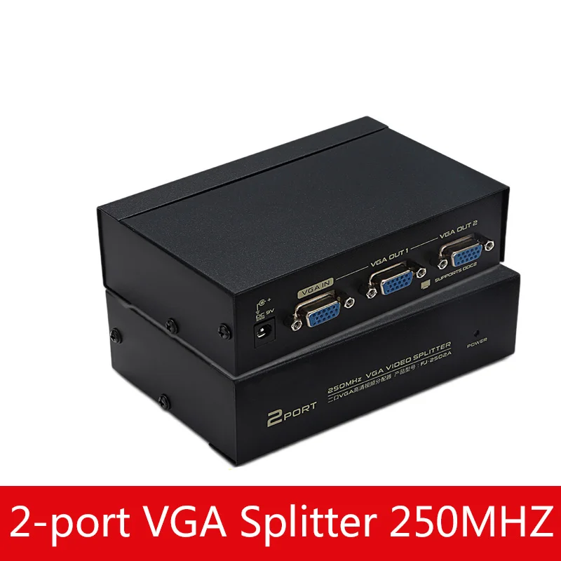 HD VGA сплиттер 2 порта полоса пропускания дисплей одновременно 250 МГц Компьютер ТВ Сплит экран VGA одна минута два 250 МГц