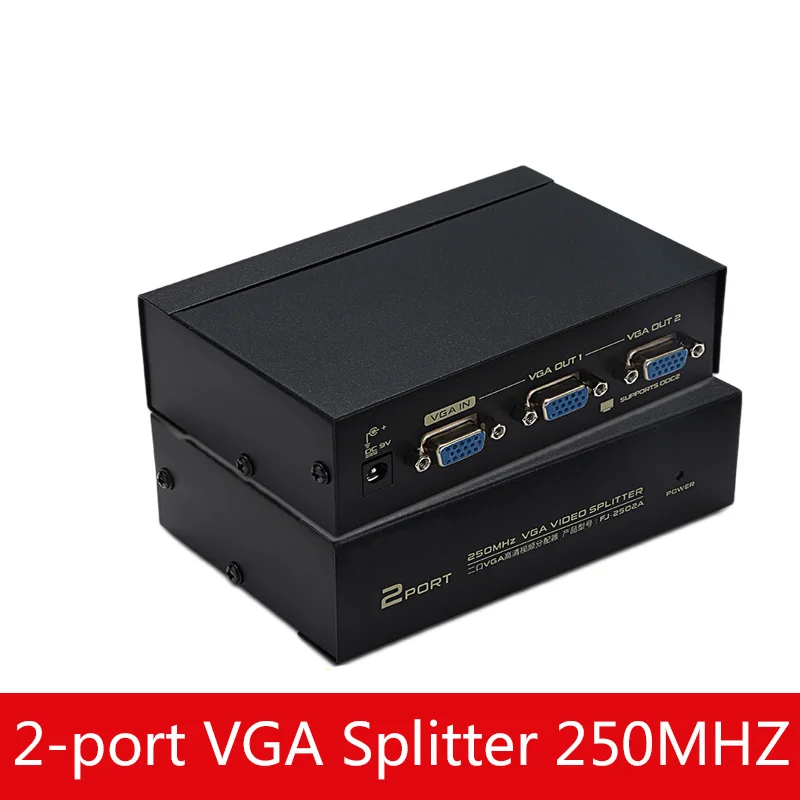 HD VGA splitter 2 port bandwidth Display simultaneously 250MHz computer TV split screen VGA one minute 1