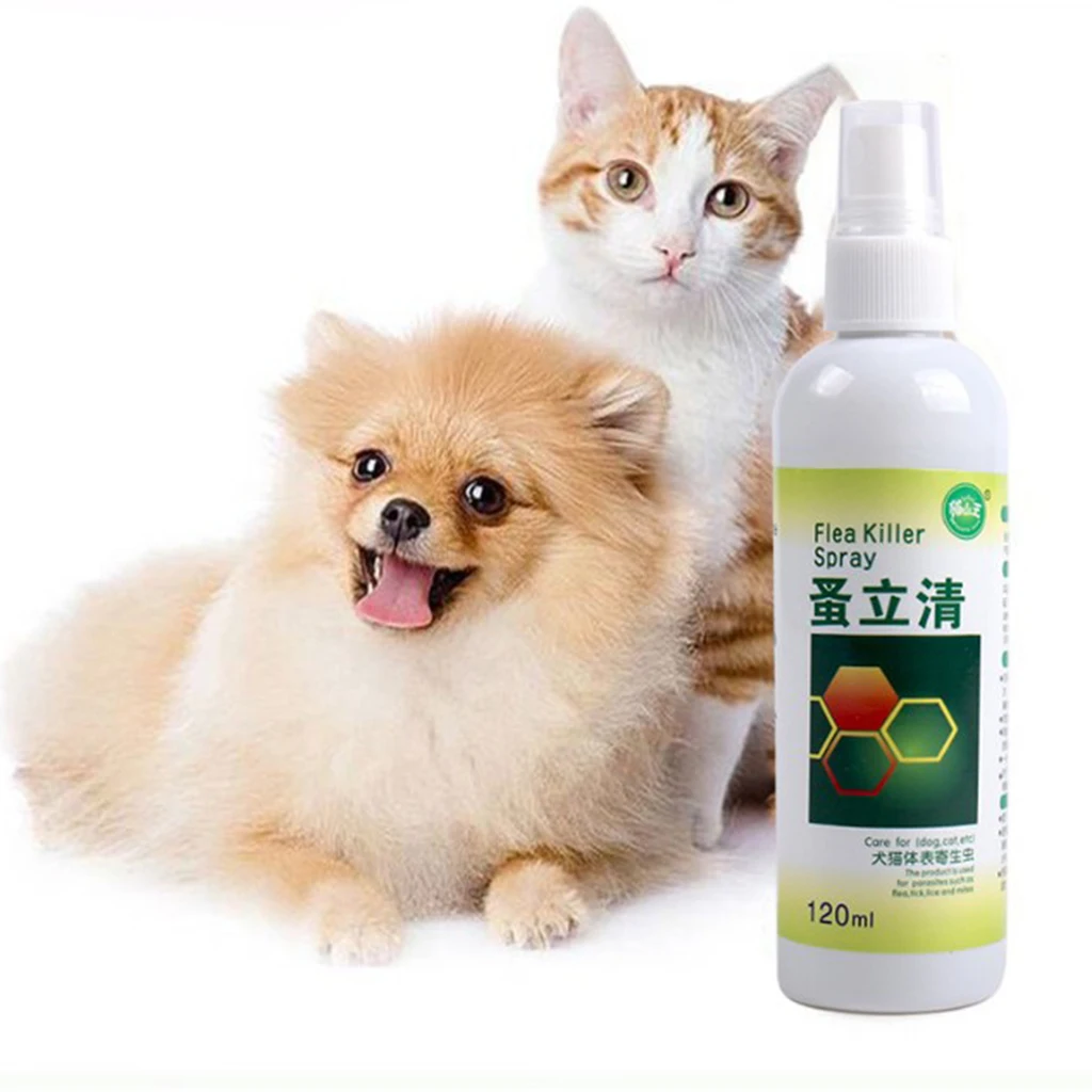120ml Pet Insect Killer Spray Pets Dog Cat Anti-flea Drops Flea Lice Insect Killer Liquid Spray Puppy Treatment Liquid Spray