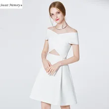 A19117 короткие белые платья для выпускного вечера с вырезом лодочкой, платье для свадебной вечеринки