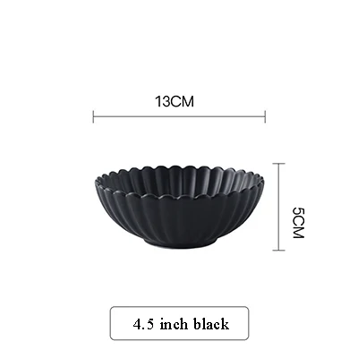 Цветочный фарфоровый набор тарелок, набор твердой круглой посуды, миска для еды, тарелка и тарелка, домашние декоративные столовые наборы, посуда - Цвет: 4.5 inch black