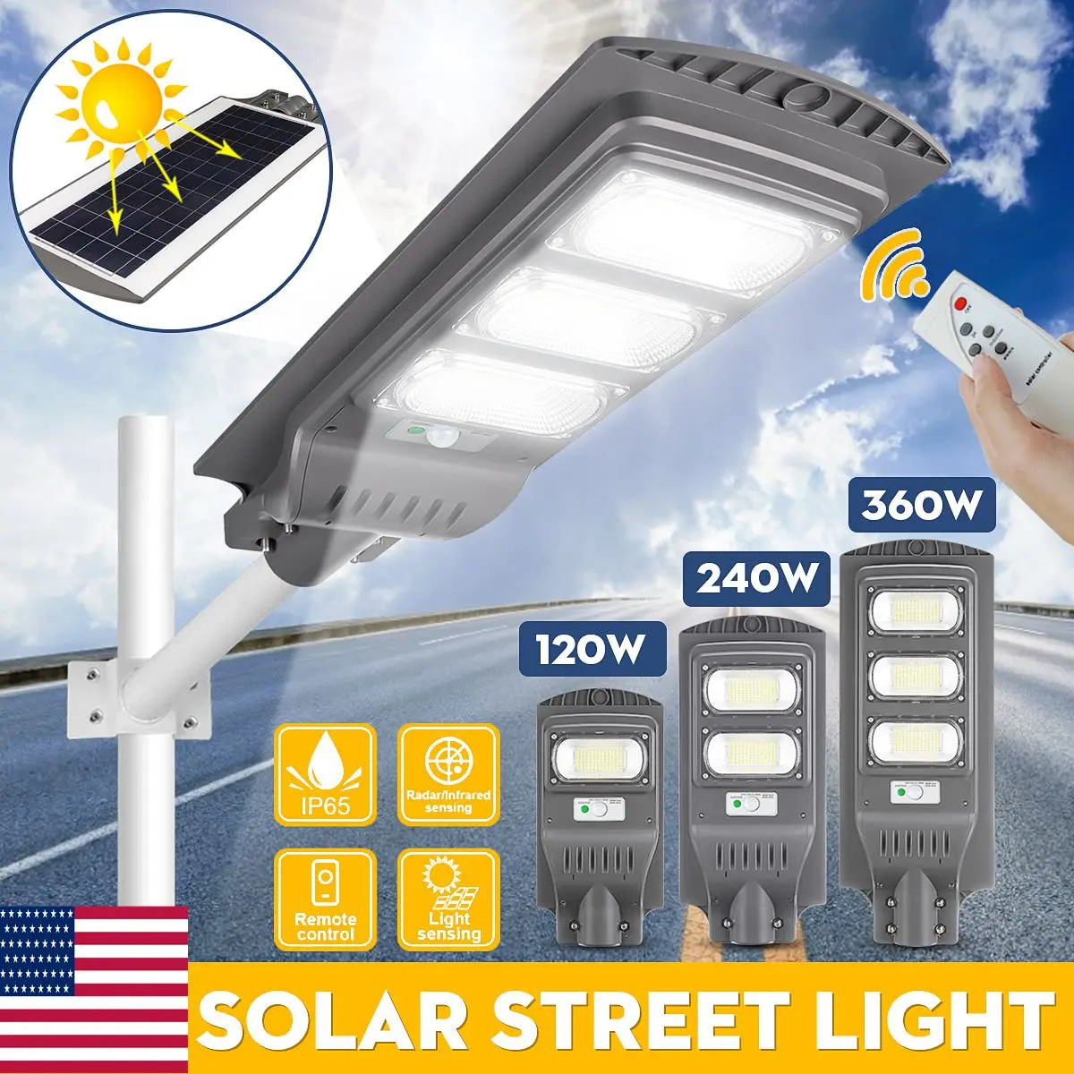 360W 351LED Solar Street Light Radar Induction Sensor Outdoor Garden 360W 351LED Solar Street Light Radar Induction Sensor Outdoor Garden