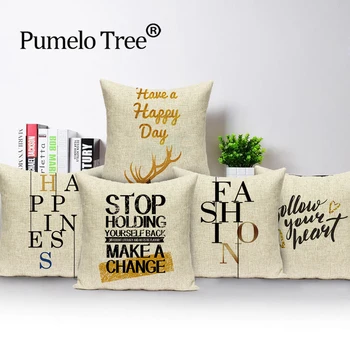 

Brief Liebe Hause Cushion Cover Baumwolle Leinen Schwarz Letter Kissen Abdeckung Sofa Bett Nordic Dekorative Fall Double Sided