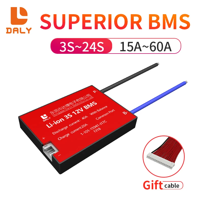 Daly BMS 10S 36V 3S to 24S Li-Ion LiFePo4 LTO 15A 20A 30A 40A 50A 60A с балансиром используемым для Stree