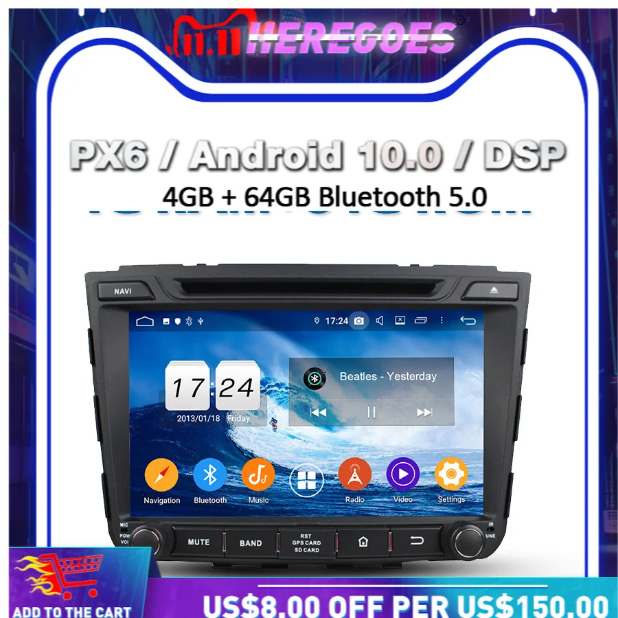 1280*720 PX6 автомобильный dvd плеер DSP IPS Android 10 0 4G + 64GB GPS Google RDS Wifi Bluetooth 5 для Hyundai Creta IX25 2014