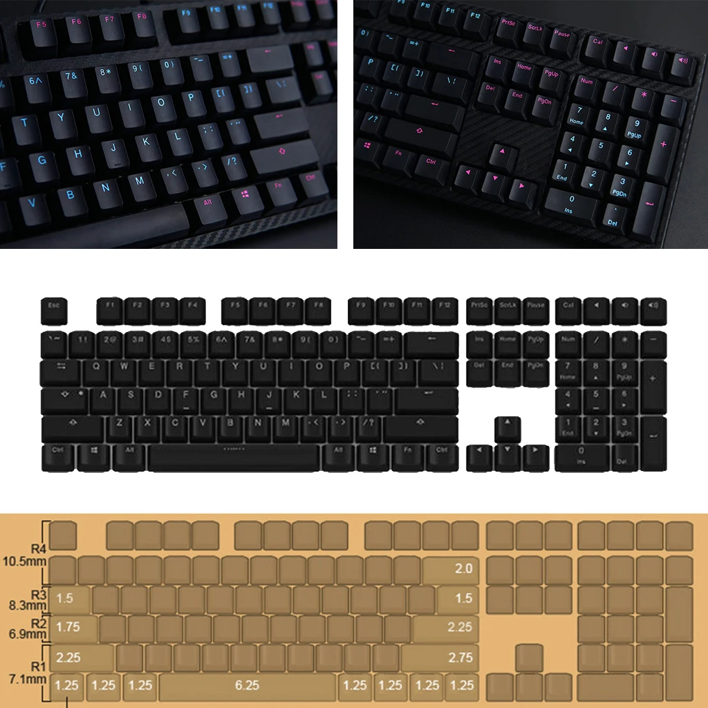 OEM Profile Thick PBT Keycap set for Mechanical Gaming Keyboard, 12.59x6.29x1.77inch