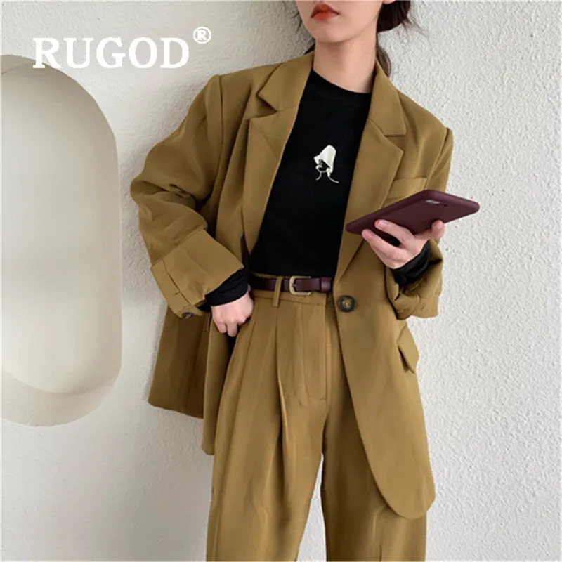 RUGOD 2020 новые женские свободные брюки костюмы Корейский темперамент шик ленивый