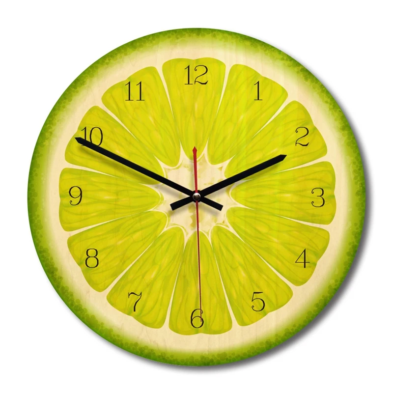 

Creative wall clock, European minimalist wooden decorative clock, fruit Section lemon