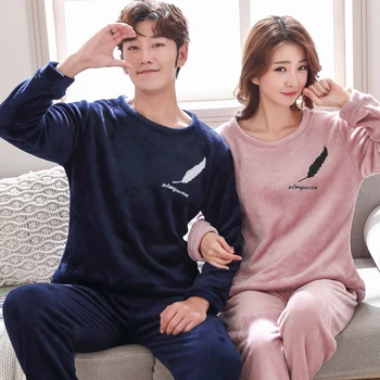 

2020 Couple Pyjamas Winter Warm Pijamas Women Men Sleepwear Pajamas For Women Pyjama Femme Pajama Set Sexy Lingerie Nightwear