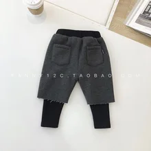 YYC детская одежда; детские бархатные брюки из двух предметов; От 1 до 3 лет Детские плотные леггинсы; повседневные брюки для мальчиков; брюки; сезон осень