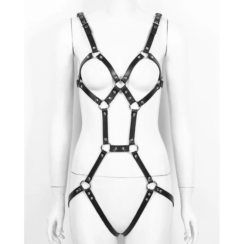 sexy BDSM Body Bondage Leather Harness Toys For Women underwear Garters belt Bra Leg suspenders erotic