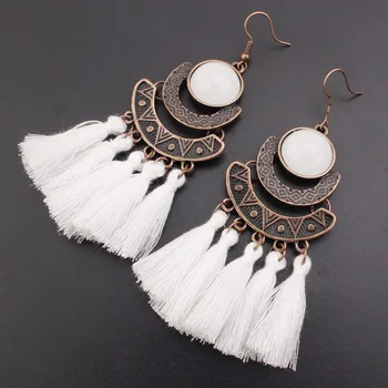 

Exknl 25 Colors Tassel Earrings Women Long Fringe Drop Earrings Statement Bohemian Boho Hanging Dangle Earrings Accessories