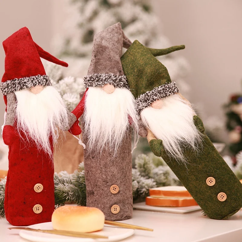 Рождественские гномы винные бутылки крышка, ручной работы шведский Tomte Gnomes винные бутылки топперы Санта Клаус бутылки Сумки с кулиской St