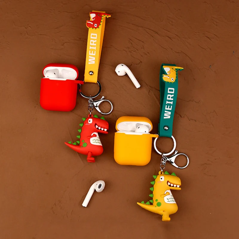

Fashion Cute Cartoon Dinosaur doll keychain with lanyard Kids Toy Girl Pendant keyring For apple Airpods1&2 Cover Case Bag gifts