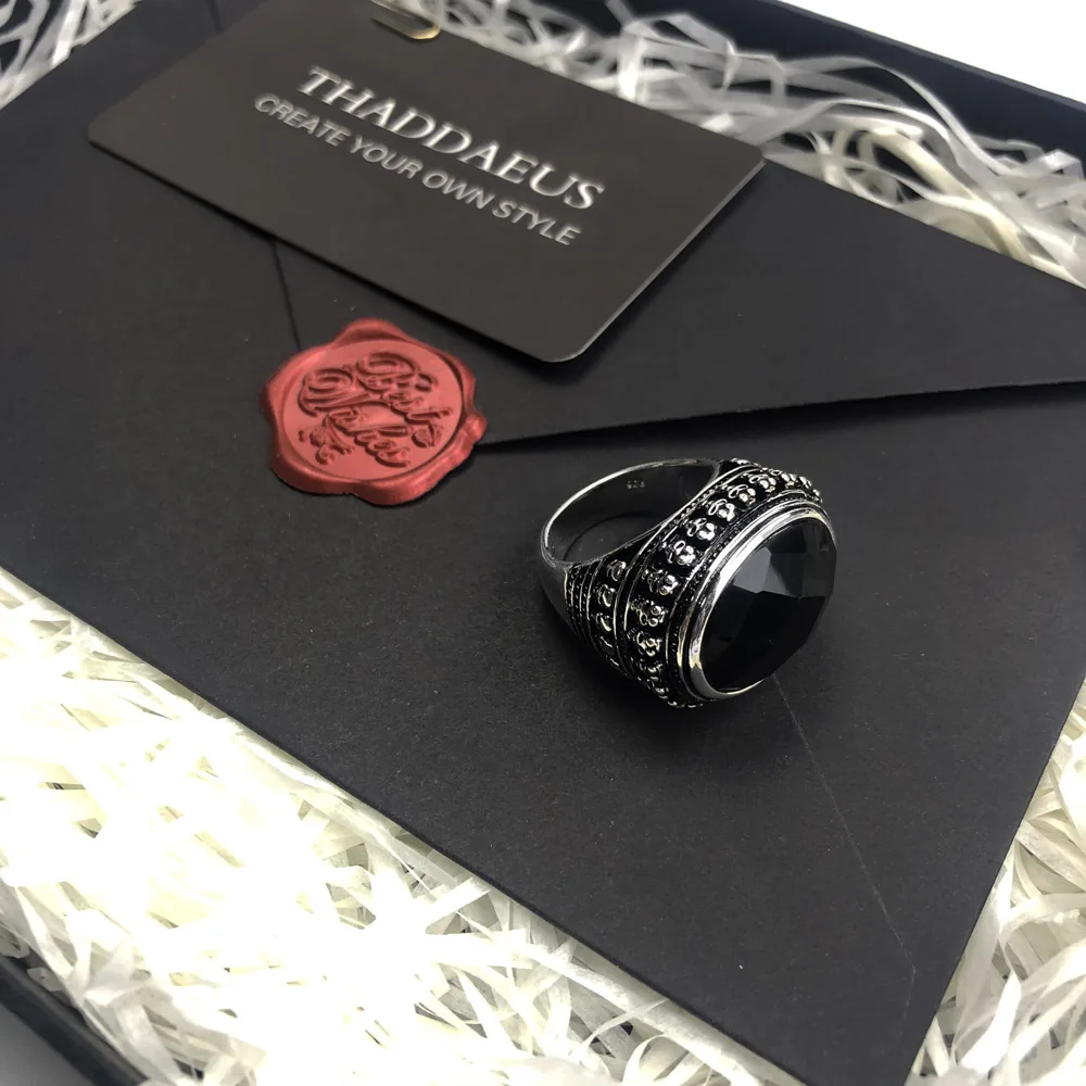 Cocktail Ring Black Oval CZ Skull Skeleton,Thomas Style Fashion,Jewelry For Men & Women,2019 Ts Gift In 925 Silver to Lover