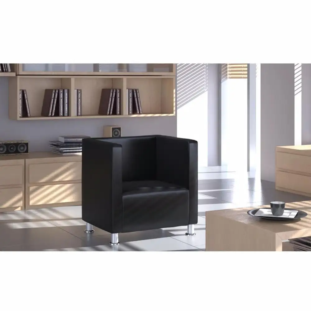 

2019New Arrival Modern Cube Design Chair Synthetic Leather Black For Living Room/Garden Soft Chair Decorative Chair