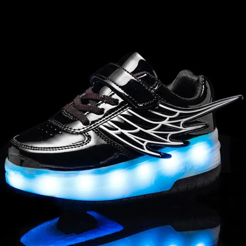 Детская обувь; обувь для мальчиков и девочек; светильник на двух колесах; Светящиеся кроссовки; Зарядка через usb; Светодиодный светильник; обувь для роликовых коньков