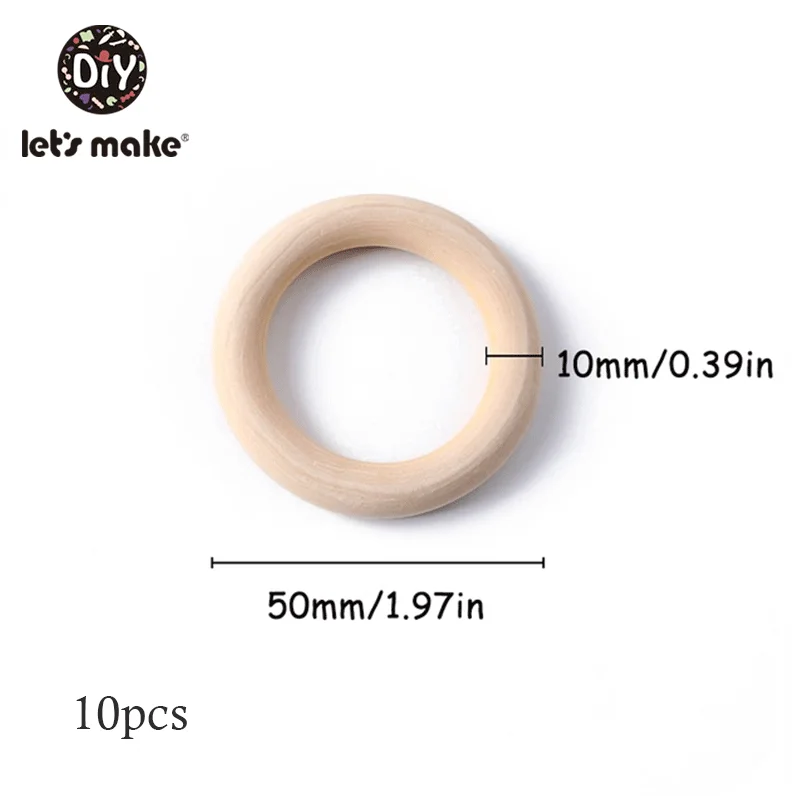 בואו נכין 10 יחידות טבעת עץ מייפל 70/55/50/40mm משטח חלק טבעי טבעת עץ לתינוקות להקלה על השיניים בעצמם ליצירת צמיד תינוק