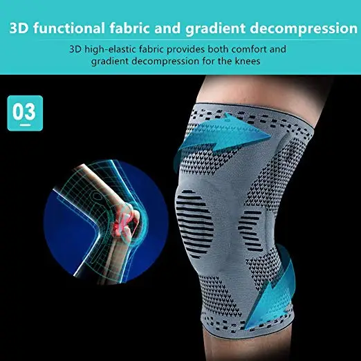 Professional Meniscus Tear Arthritis Sports Patella Knee Brace Compression Sleeve Elastic Knee Wraps with Gel Spring Support