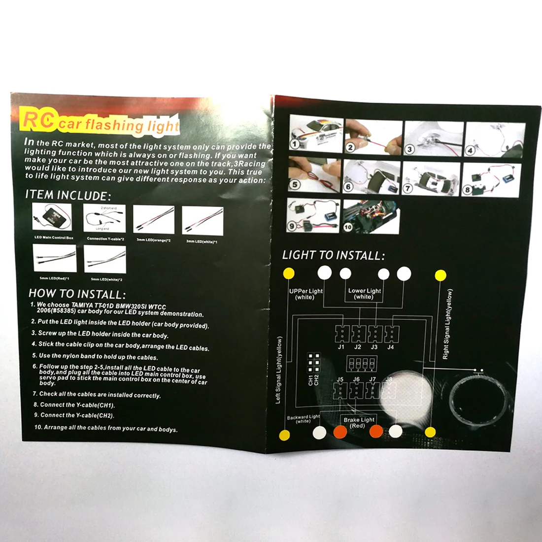2-In-1 Flashing And Stearing Lamp 12 LED Simulation Headlight For 1:10 RC Electric Oil Car/Ship/Airplane Model