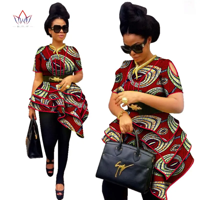 BRW Africa Style Women Modern Fashions Womens Tops Dashiki African Print Tops Shirt Plus Size M-6XL Women Clothing WY2576