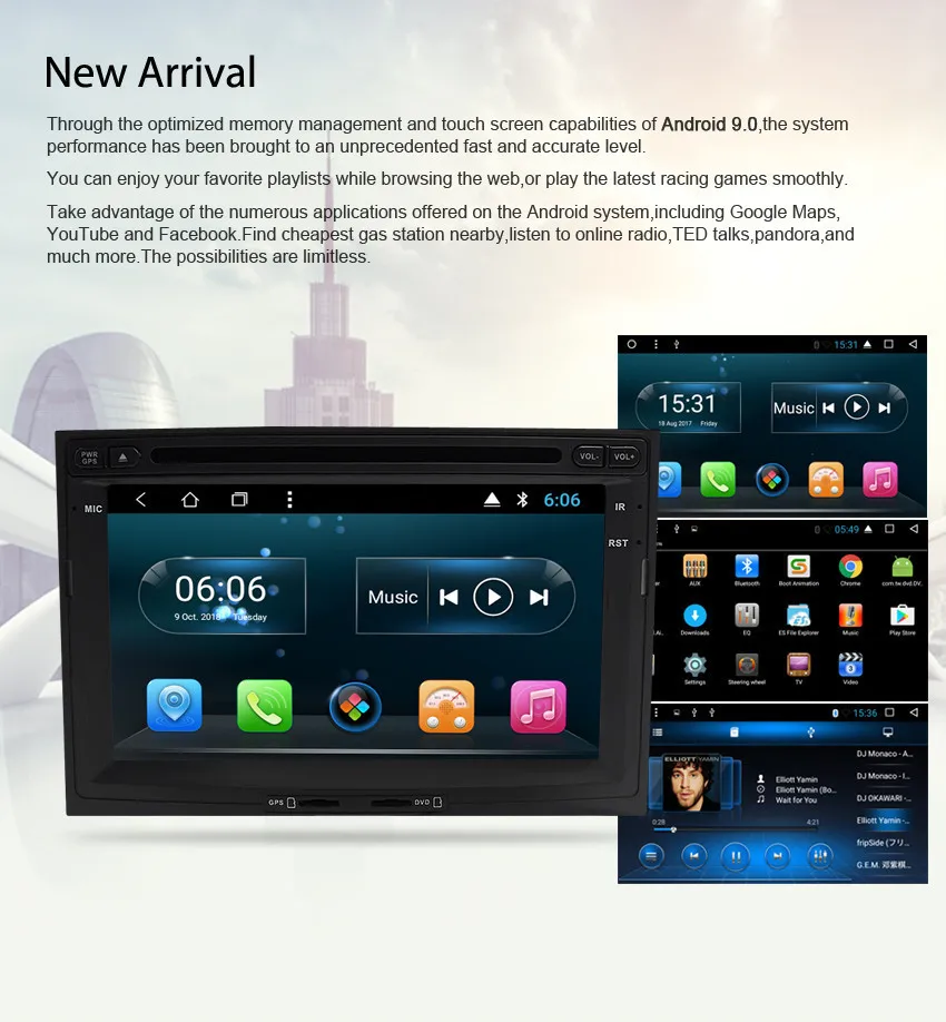 Top Octa Core Android 9.0 Car Radio DVD GPS Navigation Multimedia Player For Citroen Berlingo/Peugeot 3008/5008 Partner Auto Stereo 6