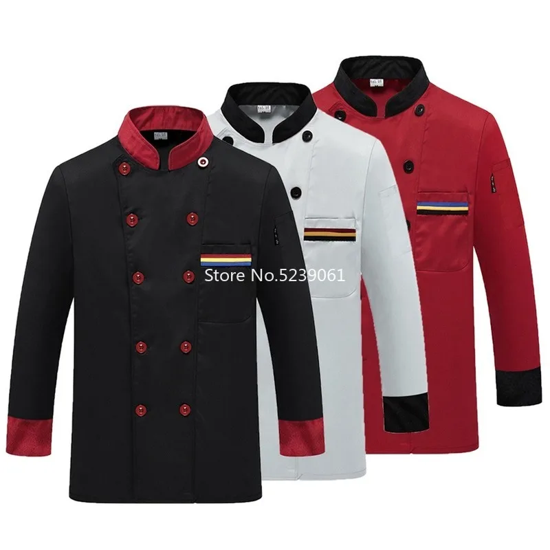 

Autumn Men Cook Long Sleeve T-Shirt Kitchen Chef Uniform Dining Hall Restaurant Food Service Tee Top Work Blouse Cosplay Costume