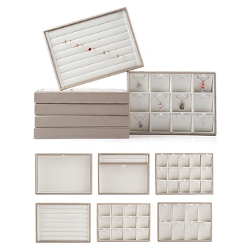 

Leather Jewelry Display Organizer Tray Holder Storage Showcase Container
