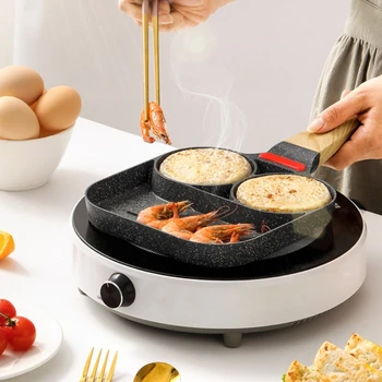 

2020 New 3 Holes Non Stick Omelet Frying Pan for burger Egg Ham Omelette Breakfast Maker
