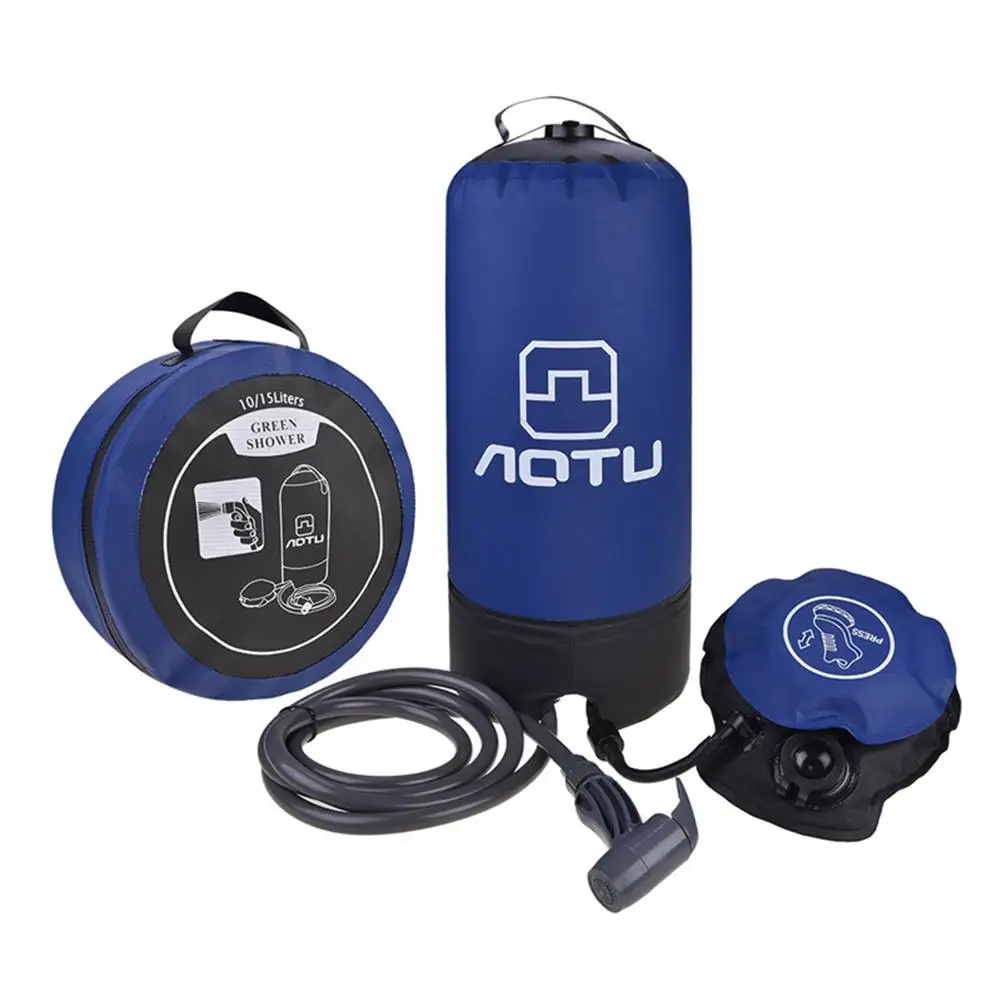 

11L PVC Garden Inflatable Shower Pressure Shower Water Bag Portable Camping Shower For Beach Swim Travel Hiking Car Washer 4