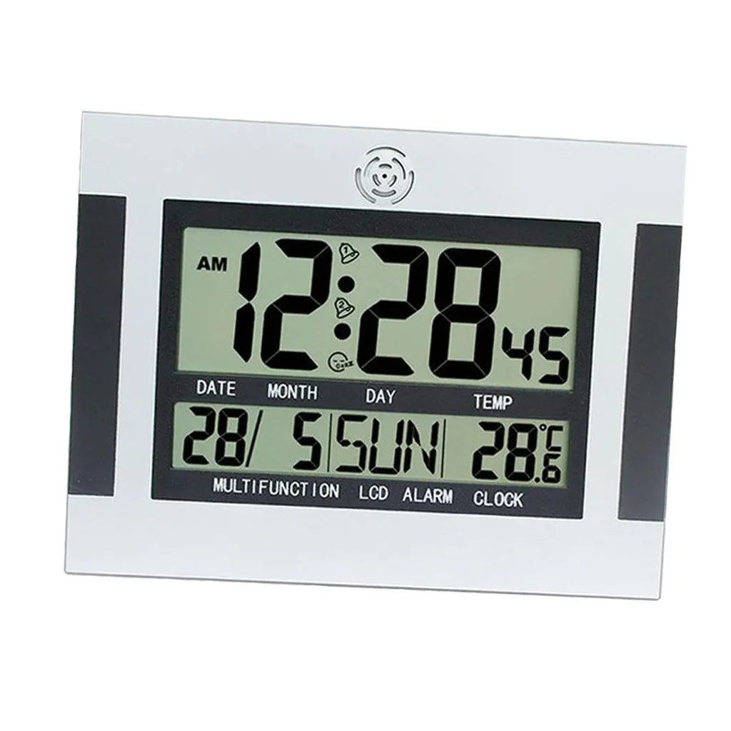 Large Digit LCD Display Clock Calendar Day Month Year Battery Power