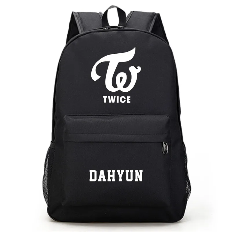 Двойные рюкзаки DAHYUN JIHYO Мина МОМО NAYEON SANA TZUYU CHAEYOUNG KPOP черный нейлоновый рюкзак