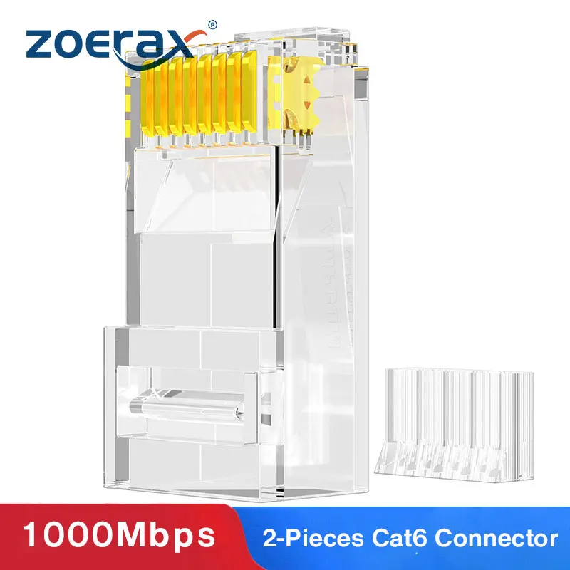 ZoeRax 100 шт. 2 комплект RJ45 Cat6 Разъемы 3 зубца 8P8C модульные разъемы для 23AWG витая пара