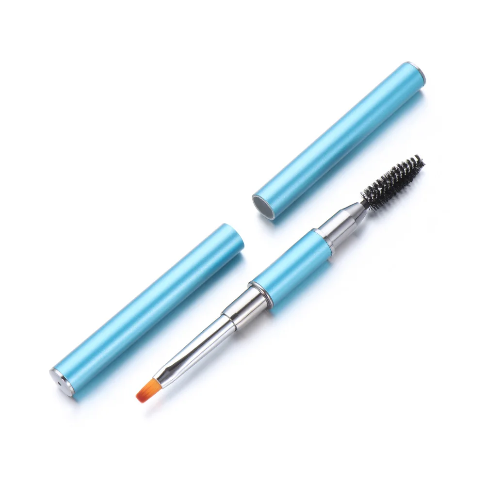 Blue 1 шт., кисть для бровей с двойной головкой, ручка для дизайна ногтей, акриловая ручка, ручка для нанесения пудры, двойное использование, инструменты для маникюра и макияжа, Лидер продаж - Цвет: Blue