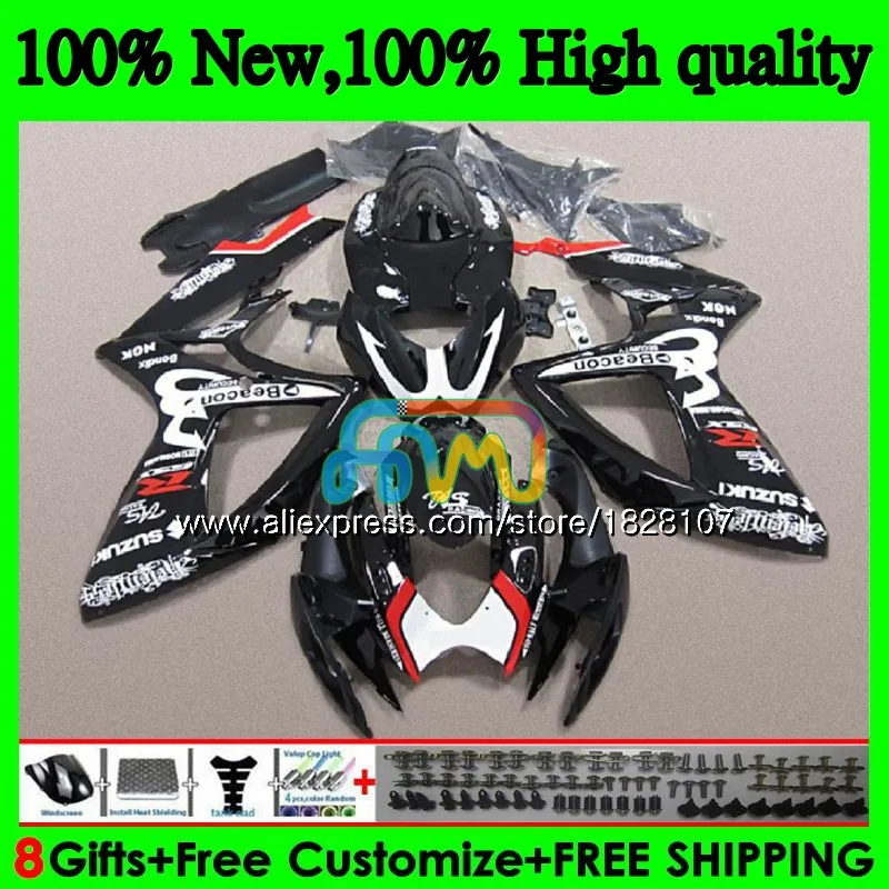 600/750CC для SUZUKI GSXR 600 750 CC GSX R750 GSX-R600 06 07 37BS. 30 GSXR600 GSXR-750 черно-белые K6 GSXR750 2006 2007 обтекатели