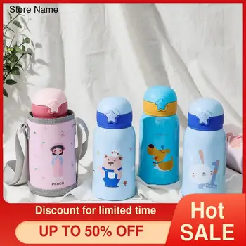 

Vacuum Cup 304 Stainless Steel Cartoon Pattern Dual-Use Belt with Straw Student Water Portable Thermal Insulation Kettle