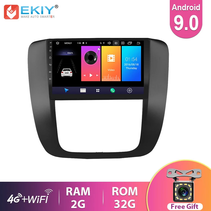 EKIY IPS Android 9.0 Car Radio For GMC Yukon/Chevrolet Tahoe Silverado 2007-2012 GPS Navi Multimedia Video Player Stereo BT DVD