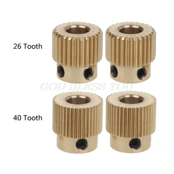 

2Pcs 2Pcs Mk7 MK8 Extrusion Gear 26/40 Tooth Teeth Brass Drive Gear Feeding Gear Extrusion Wheel for anet Ender CR-10 3D Printer
