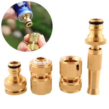 

4Pcs Brass Threaded Water Pipe Tap Quick Connectors Adaptor Fitting Spray