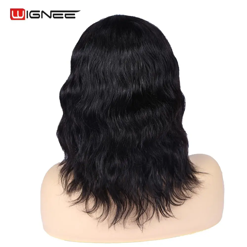 Wignee Natural Wave Short Human Hair Wig For Black/White Women 150% Density Remy Hair Glueless Lace Part Human Wig Free Shipping