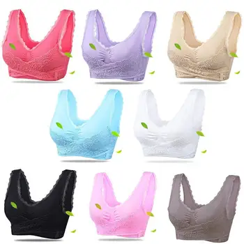 

Women Bra Sexy Lingerie Lace Solid Color Cross Side Sleep Push Buckle Bra Sports Bra Underwear Breathable For Ladies up Wir M3R6