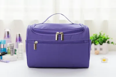 Purple Сумка для Макияжа Дешевые женские сумки мужские большие водонепроницаемые нейлоновые дорожные косметички Органайзер чехол несессер косметичка для макияжа - Цвет: Purple