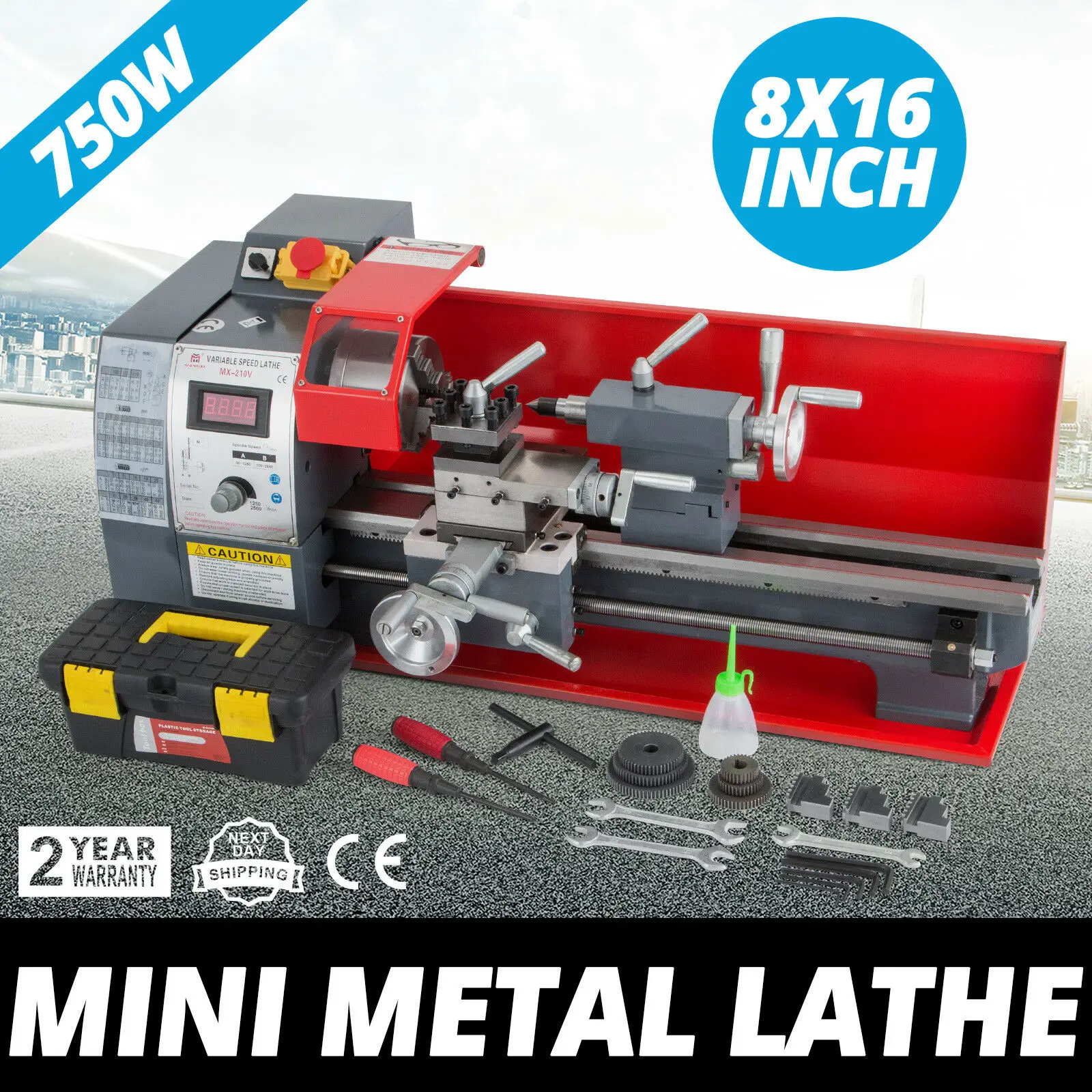 

Mini Lathe Machine 8x16" Lathe Digital Milling Variable Speed