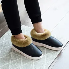 Мужская водонепроницаемая домашняя бархатная теплая обувь; хлопковые тапочки; большие размеры